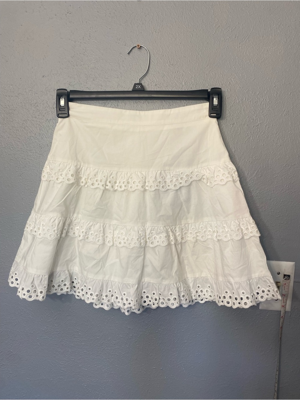Estellina White Eyelet Tiered Skater Skirt XS